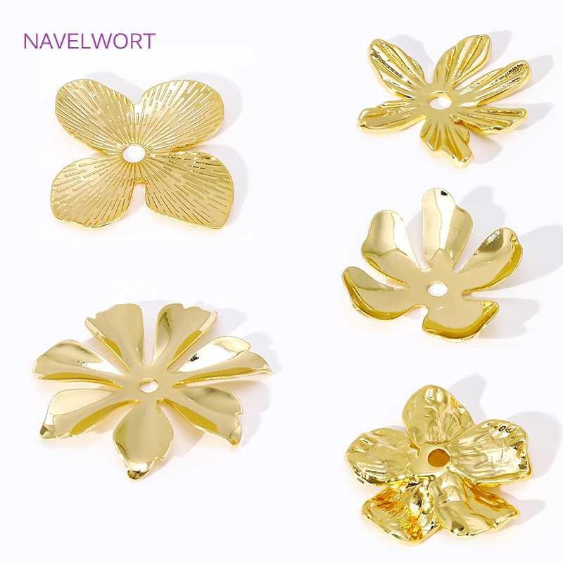 Embellishment Crafts - 18K vergoldete große Blumenperlenkappen für die