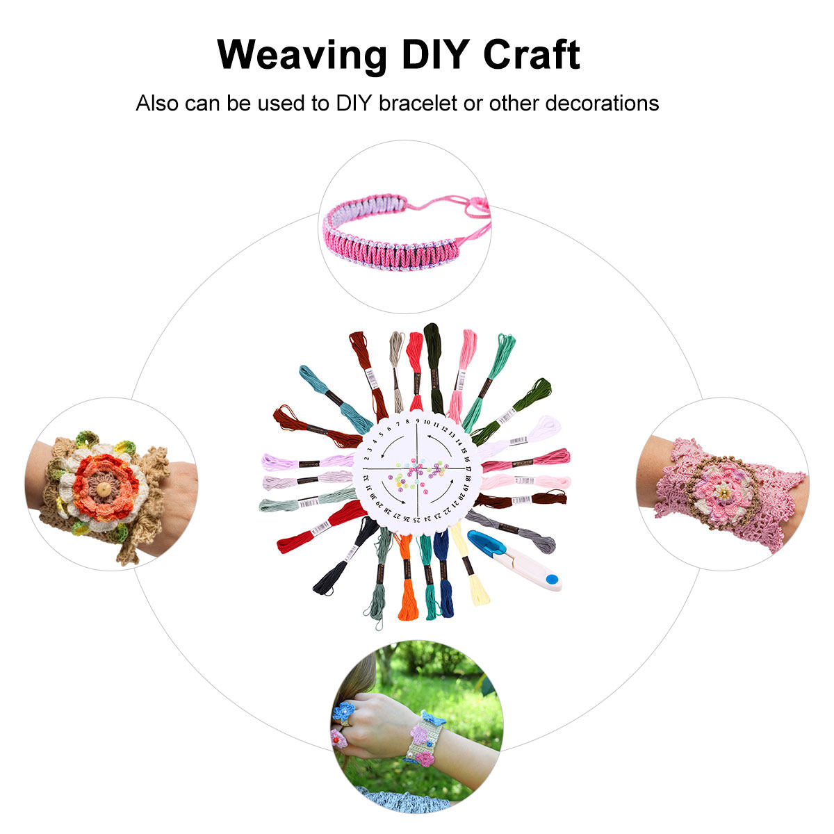 Embroidery Craft - Freundschaftsarmband-Bastelset Rundes Webstuhl-Set mit 24 Farben