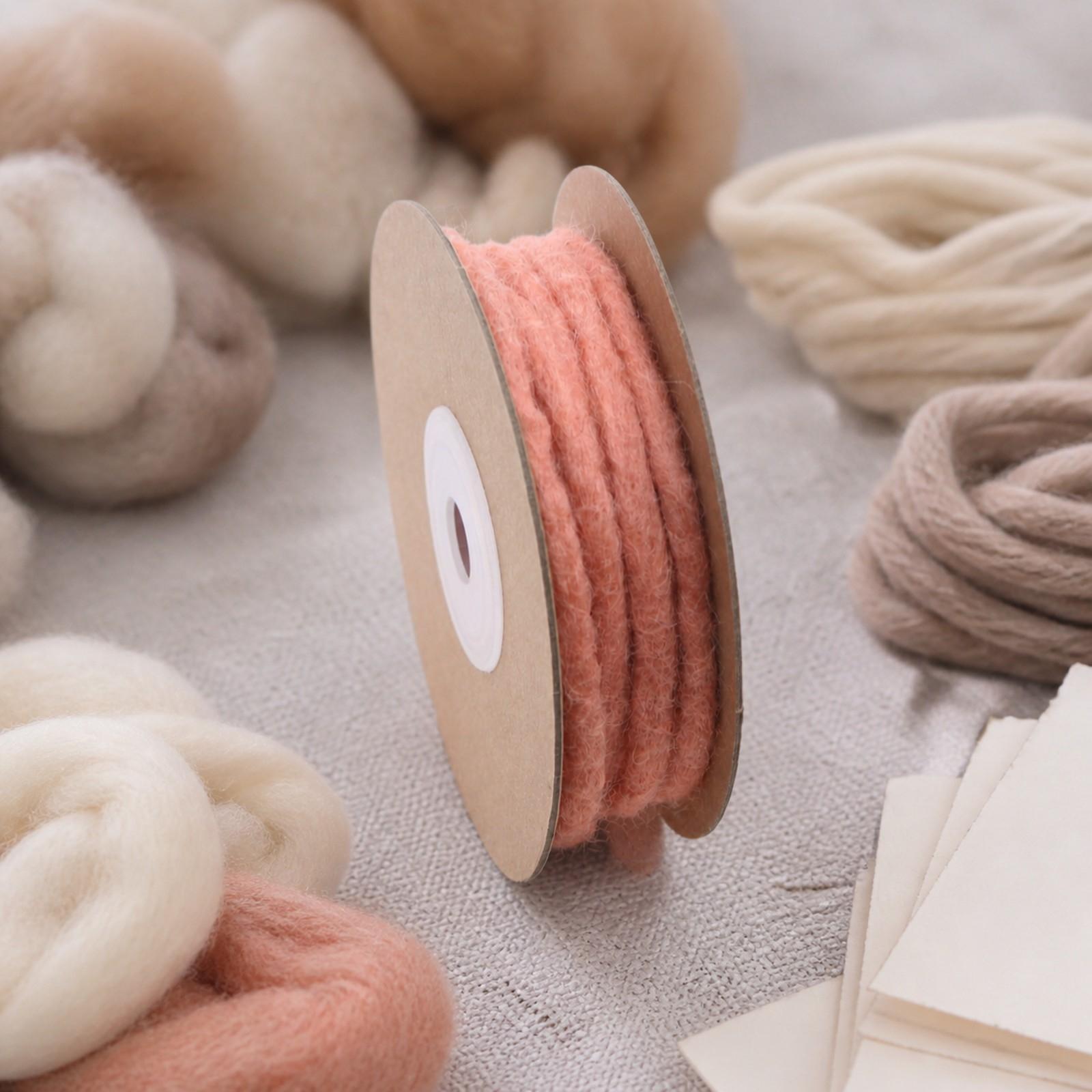 Cord Trim Twisted - Reines Wollfilzband, Rundschnur, 5 mm dick,