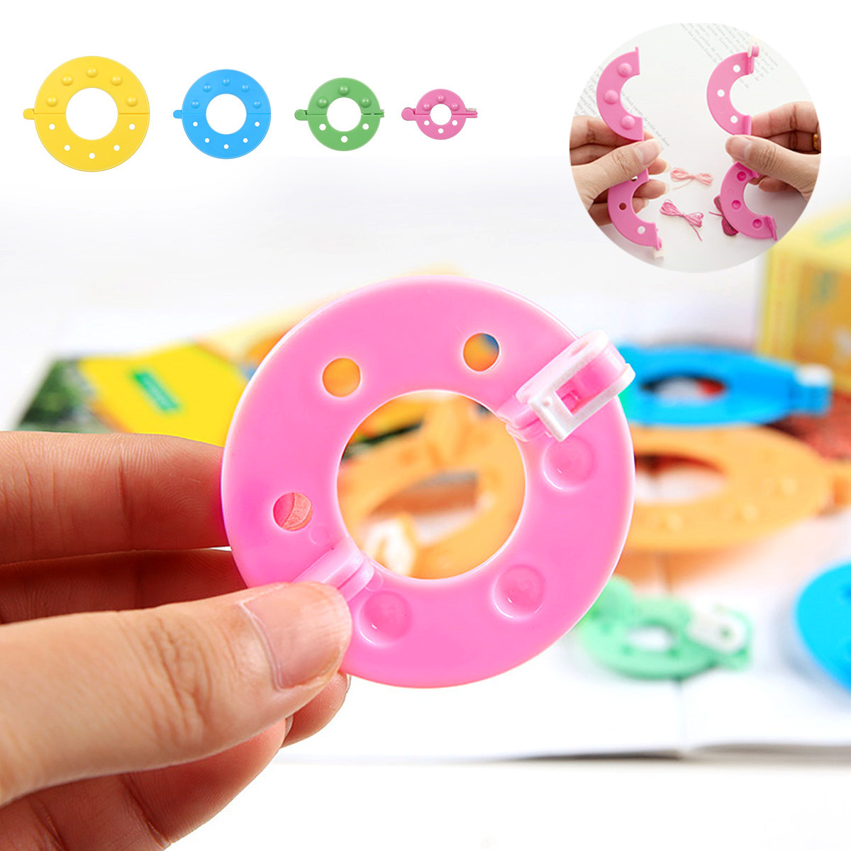Pom Pom Maker Tool - 8-teiliges Pompon-Werkzeug-Set in 4 Größen, DIY-Notwendigkeit