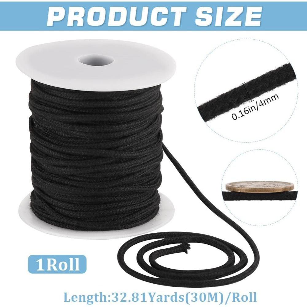 4mm 33 Yards Schwarzes Baumwol – Cord Trim Twisted Bewertung und Preis